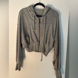Free People Cropped Hooded Zip-Up